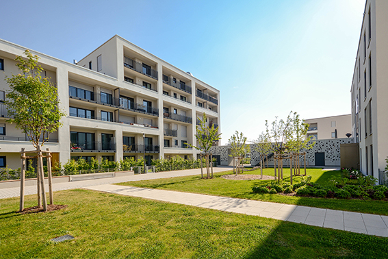 Modern residential buildings with outdoor facilities, Facade of